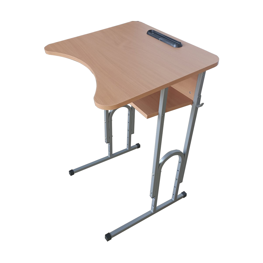 Стіл учнівський 1-місний з полицею, рост.гр № 4-6, НОВИЙ СТИЛЬ(E-175/1 (16R)ALU Бук),600х500х640-760 мм,каркас-квадратна труба, стільниця з заокругленими кутами